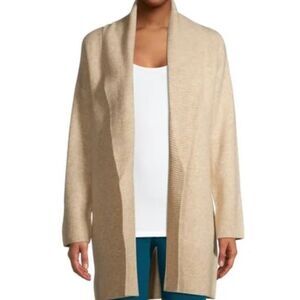 Classy Beige Shawl Collar Oversized Cardigan Business Casual Sweater